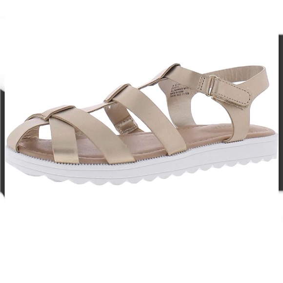 New ARIZONA JEANS CO.
GIRLS COASTAL METALLIC GOLD SLINGBACK FLAT SANDALS SIZE 2M - Picture 2 of 9